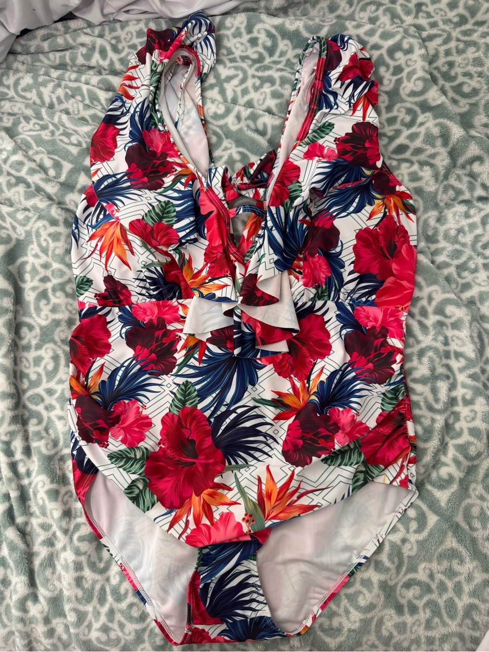 Maacie Tropical Ruffle One-Piece Swimsuit